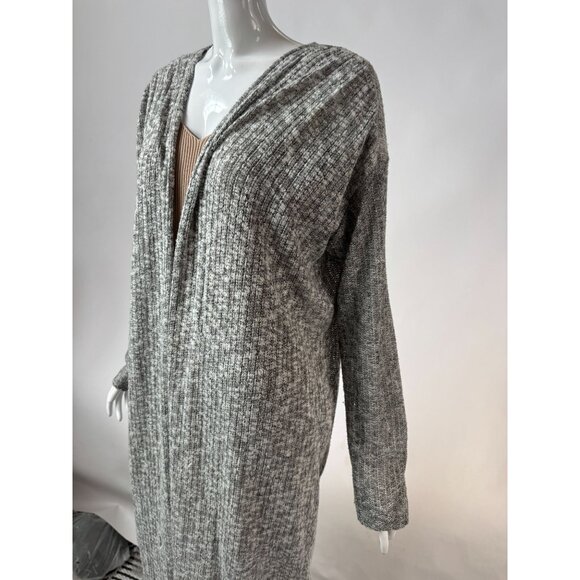 Anthropologie Gray Textured Knit Long Open Cardigan Large - Picture 3 of 16